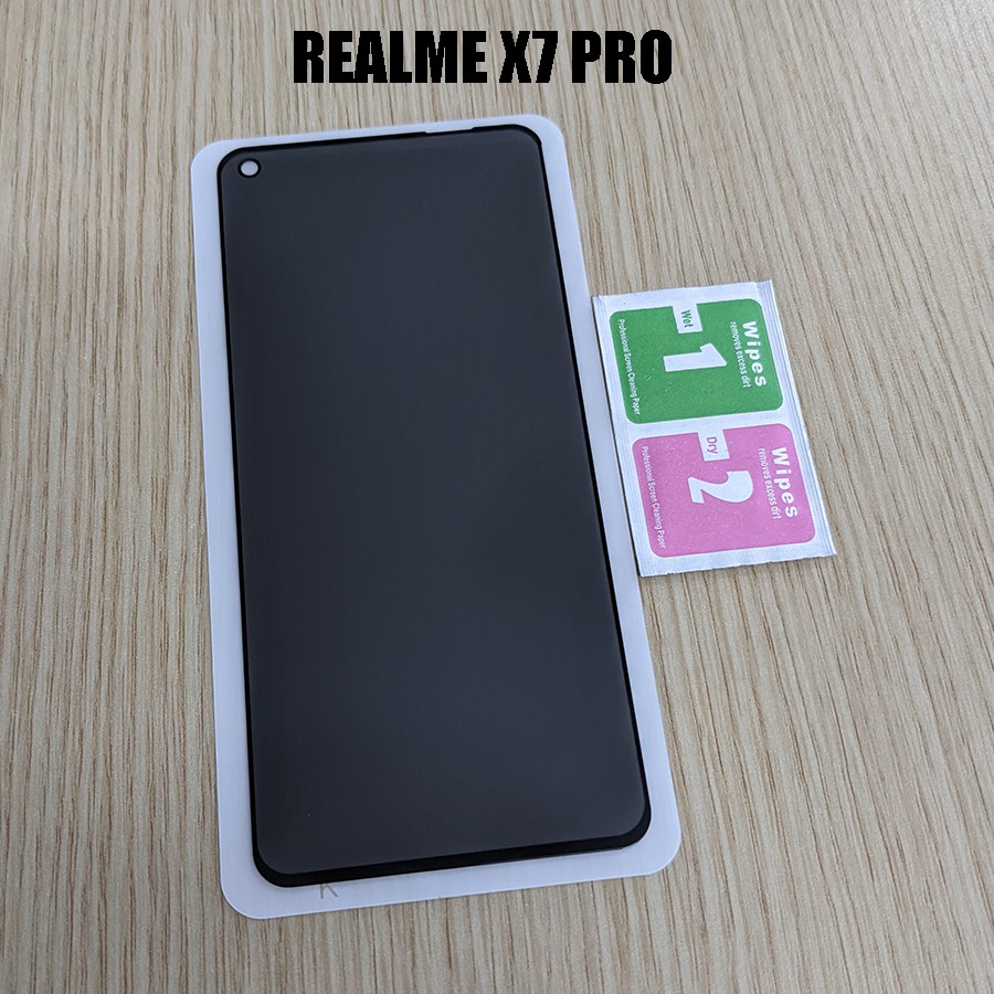 Kính cường lực chống nhìn trộm 9H cao cấp Realme X7 Pro (tặng miếng lau màn hình)