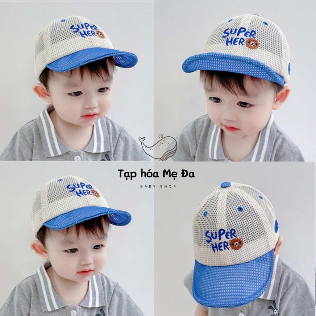 Nón/mũ lưỡi trai dạng lưới hình gấu dễ thương cho bé trai từ 6 tháng đến 4 tuổi