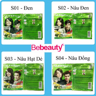 Dầu Gội Nhuộm Tóc Thảo Dược Phủ Bạc Super Nova Màu Đen, Nâu Đồng, Nâu Hạt Dẻ, Nâu Đen