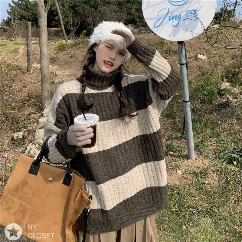 Áo len nữ form rộng, áo len cổ lọ nữ tay dài chất len dày lên phom chuẩn mặc cực sinh hàng quảng châu cao cấp Oanh shop