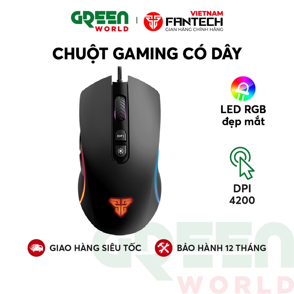 Chuột Gaming 4200 DPI Có Thể Điều Chỉnh Nhiều Chế Độ Khác Nhau, Dây Quang Optical, Chuột 6 Nút Macro Fantech X16
