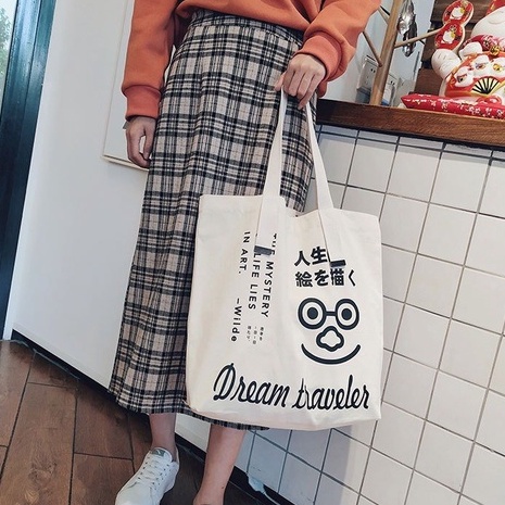 Túi Tote Vải Canvas Dream Traveler Nữ phong cách Ulzzang Có Khóa Kéo chất liệu dày dặn