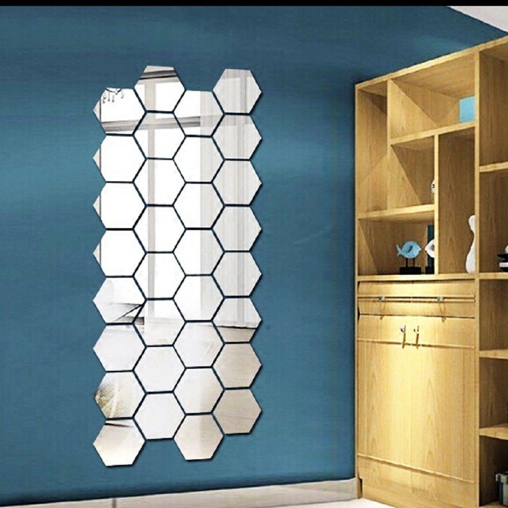 Set 6 / 12 Sticker Lục Giác Tráng Gương 3D