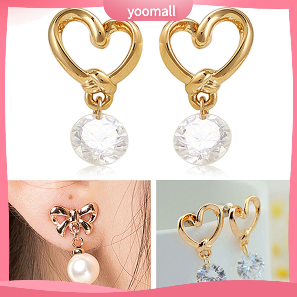 Đôi khuyên tai dài đính nơ và ngọc trai thời trang cho nữ