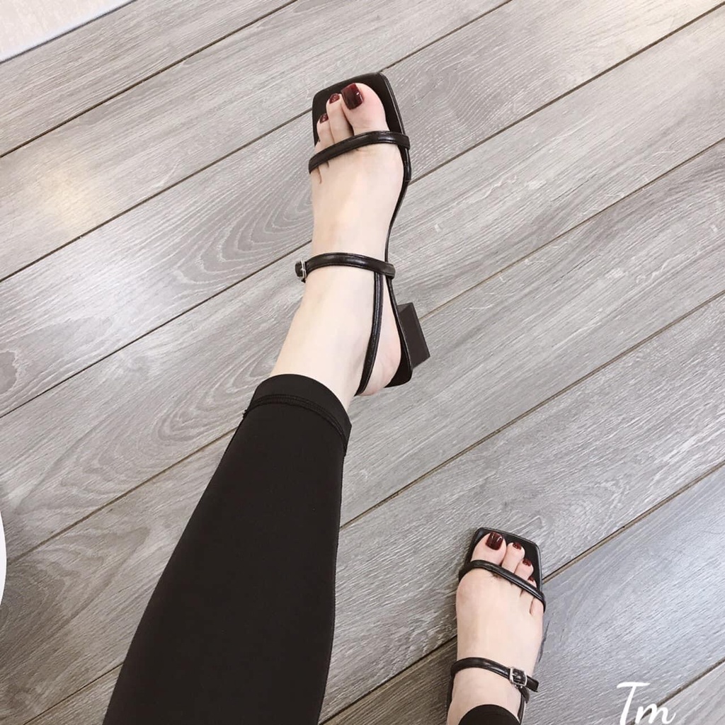 Sandal nữ gót 2cm quai ngang, Giày sandal nữ mũi vuông quai dây thời trang du lịch đi chơi siêu xinh