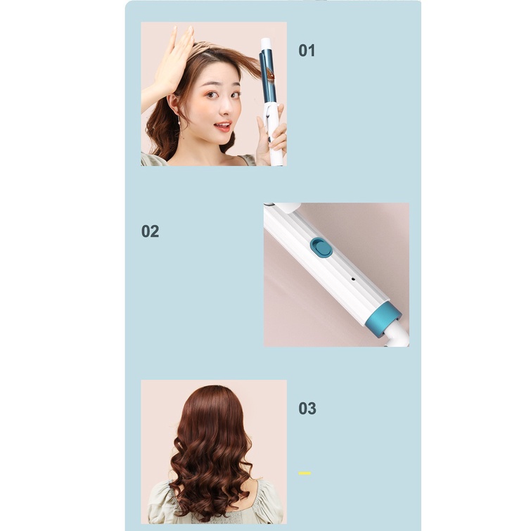 Máy Uốn Tóc Chuyên Nghiệp Chỉnh Nhiệt Trục Phủ Ceramic Tặng Kẹp