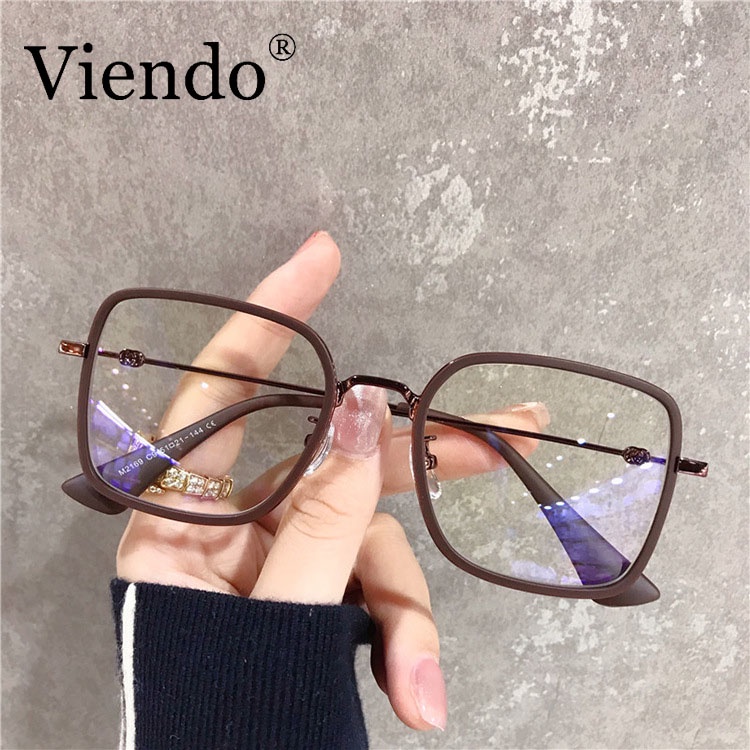 Gọng kính cận VIENDO bằng kim loại dáng vuông đổi màu chống ánh sáng xanh chống tia UV cao cấp thời trang cho nam nữ