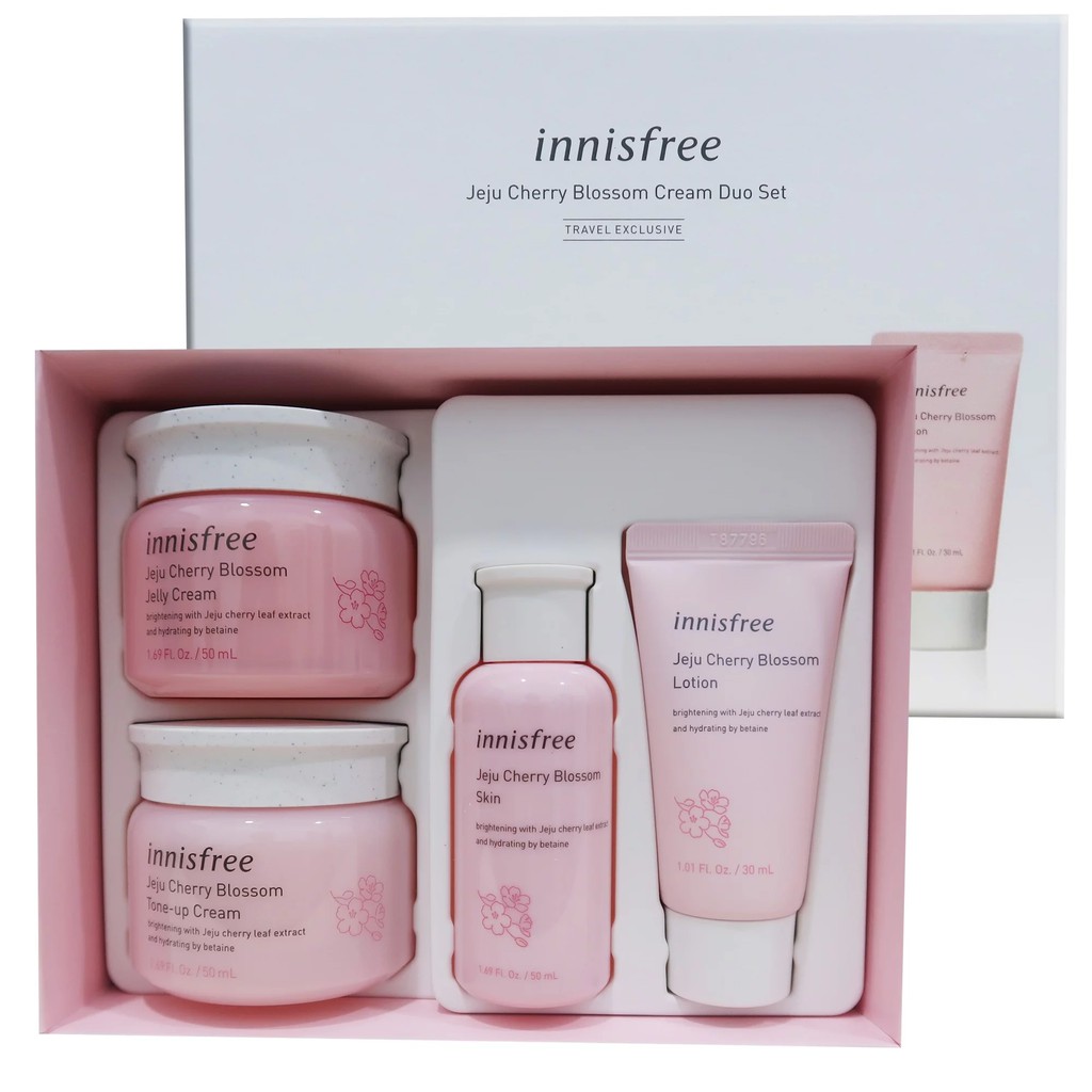 Bộ dưỡng trắng da 4 món Innisfree Jeju Cherry Blossom Cream Duo Set