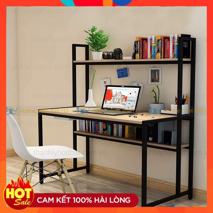 Bàn làm việc, bàn học liền giá sách đựng đồ decor