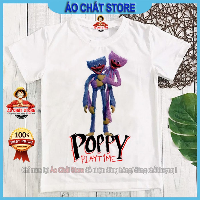 Áo Thun Poppy Playtime Huggy Wuggy màu trắng cho bé trai bé gái nhiều mẫu cực đẹp PP01 | Áo Chất store