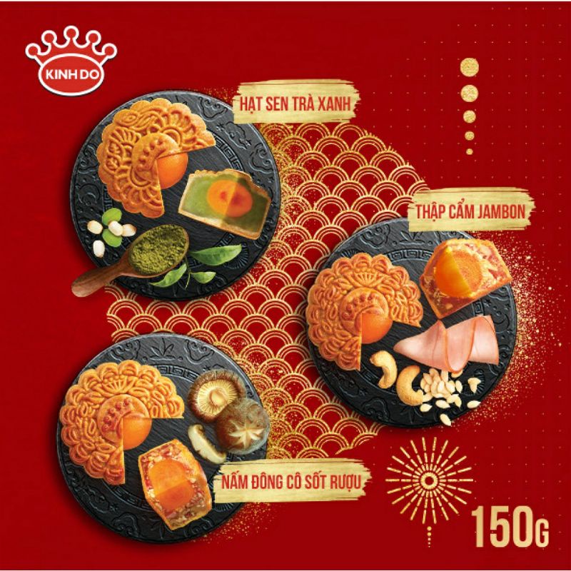 Bánh Trung Thu Kinh Đô. Dòng Bánh Nướng 150g( Bánh Thập Cẩm, Nhân Mặn, Nhân Ngọt)