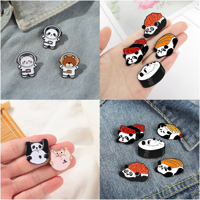 Trâm Cài Áo Hình Gấu Trúc Hoạt Hình Tráng Men Dễ Thương 18 Kiểu Dáng Làm Quà Tặng Cho Bạn Bè