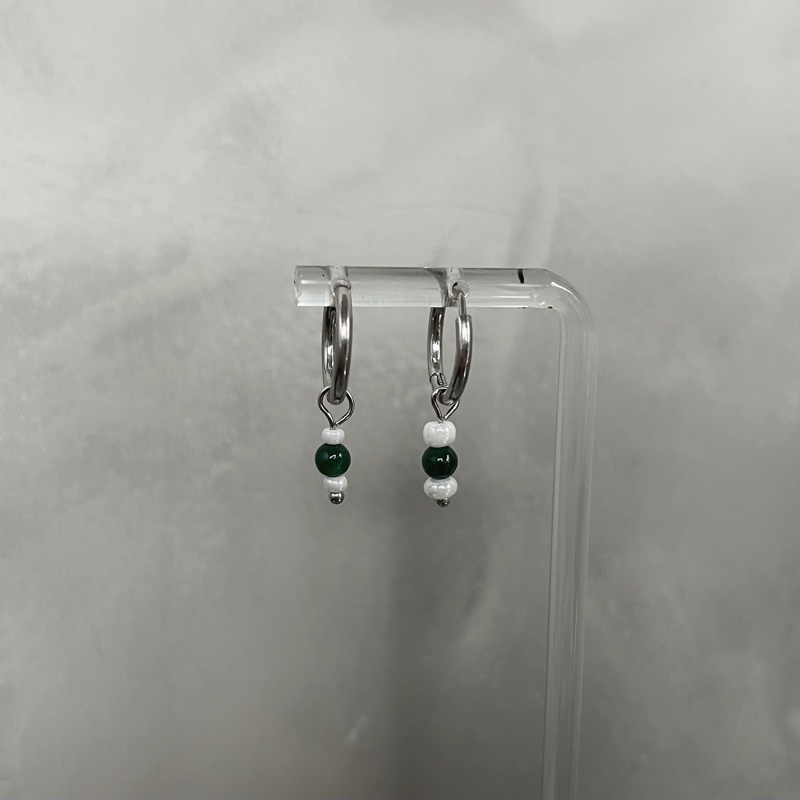 Khuyên tai tròn đính hạt màu sắc