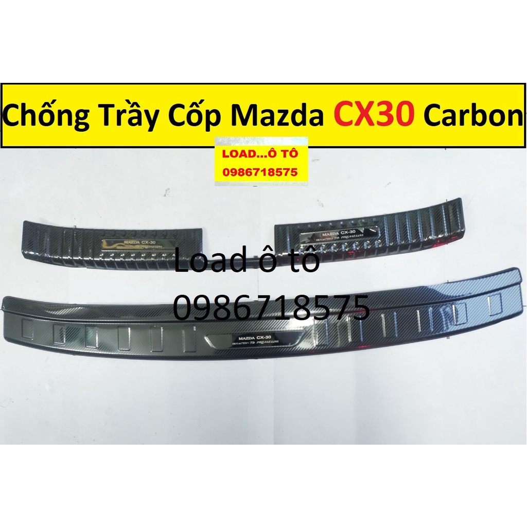 Bộ Chốn Trầy Cốp Sau Trong, Ngoài Carbon Xe Mazda CX30 2022-2021 Mẫu Vân Carbon Cao Cấp Nhất Thị Trường