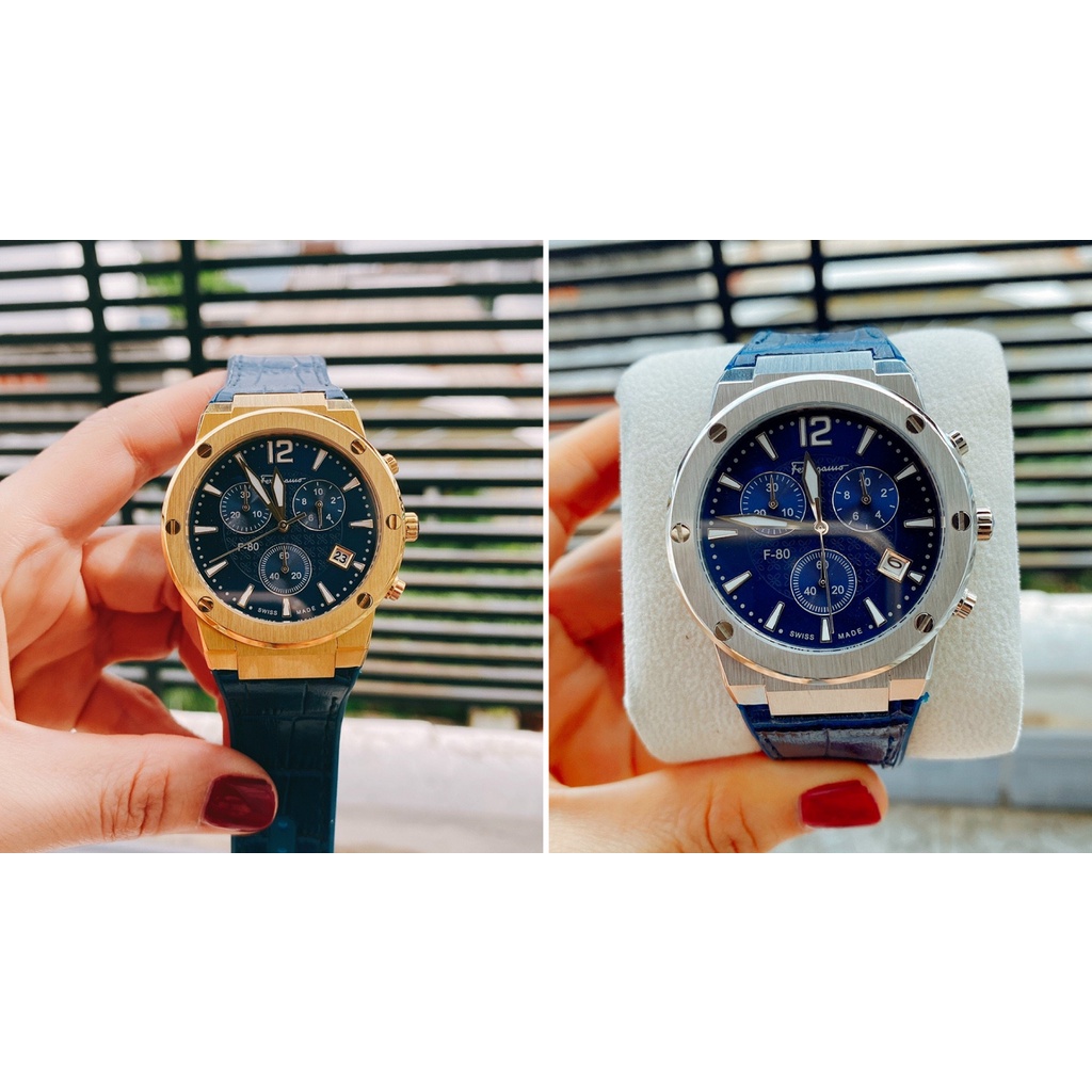 Đồng Hồ Nam Salvatore Ferragamo F80 Chronograph Dây Da Cao Su - Size 43mm - Máy Quartz