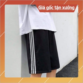 Quần sooc đùi thể thao 3 sọc unisex chất zip qc màu đen hot