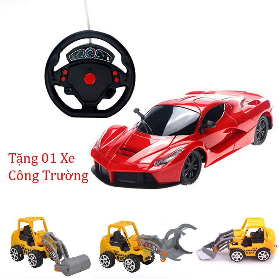 Siêu Xe Điều Khiển Vô Lăng 4 Hướng + Xe Công Trường