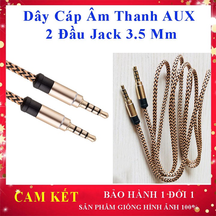 Dây AUX nối loa và các thiết bị điện thoại máy tính, amply, laptop, Jack chân tròn cáp 3 5 mm 2 đầu dây dù chống đứt