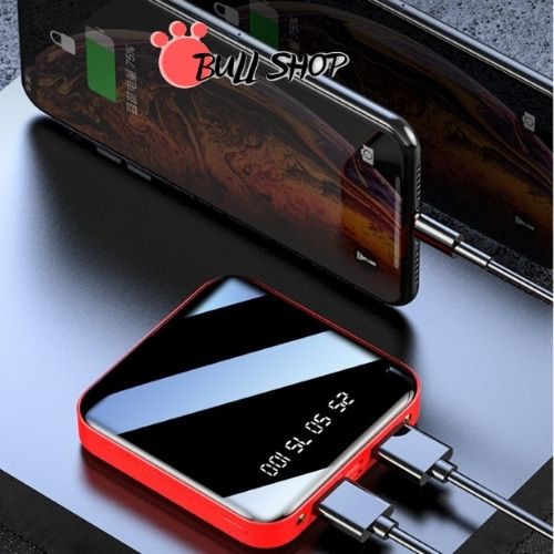 Pin sạc dự phòng 20000mAh mini, nhỏ gọn, Mặt Kính Siêu Mỏng, Màn Hình LED 2 Cổng USB