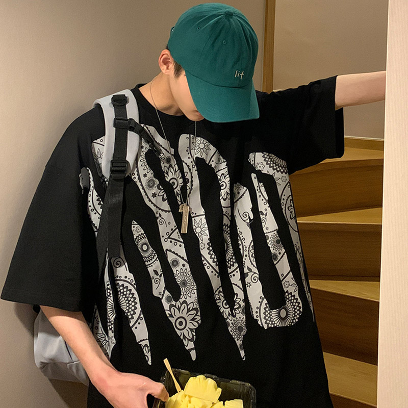 ♞AFF LIGA♞ áo nam Tay Ngắn Oversize Phong Cách Hip Hop Năng Động