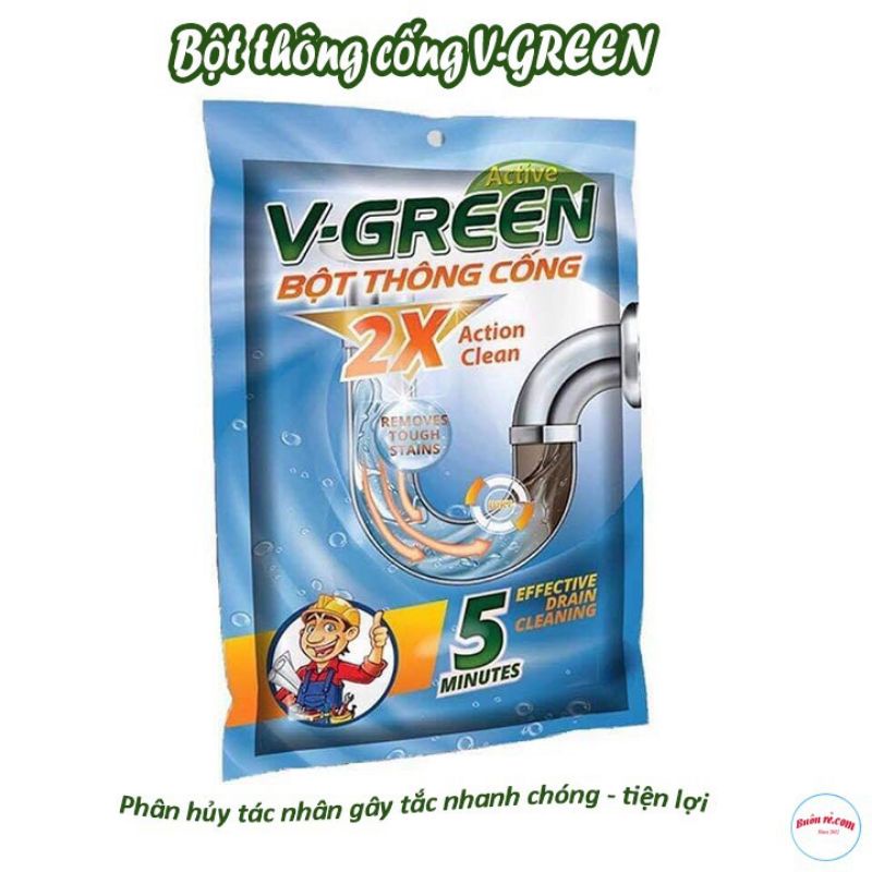 Set 5 gói Bột Thông cống VGreen Phân hủy nhanh sau 5 phút