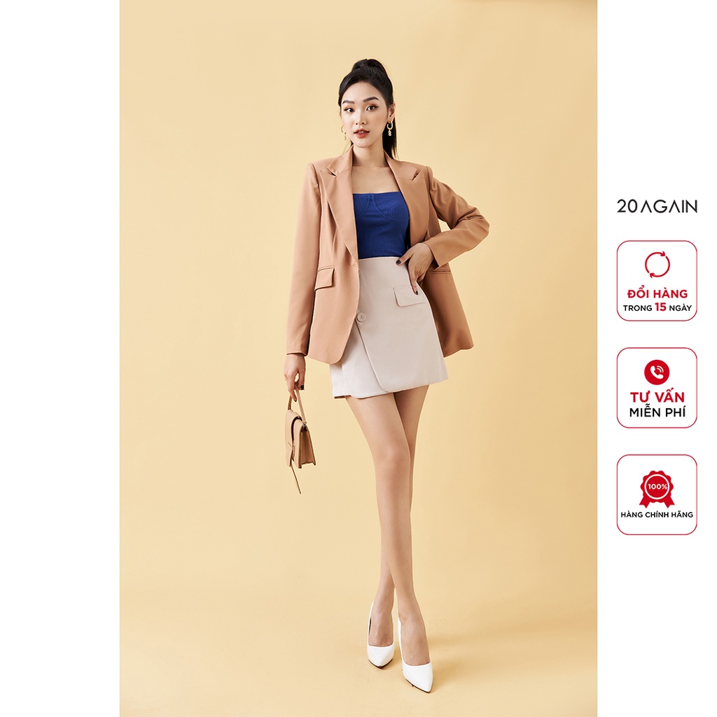 [Mã WABR0101 giảm 10% đơn 99K] Áo vest nữ dài tay cổ bẻ 20AGAIN thiết kế thanh lịch, trẻ trung VDA1805 | BigBuy360 - bigbuy360.vn