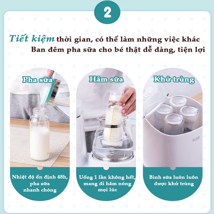 Máy tiệt trùng sấy khô bình sữa, tích hợp hâm đun, pha sữa cho bé - Tiện lợi, vệ sinh dễ dàng - BH 12 tháng