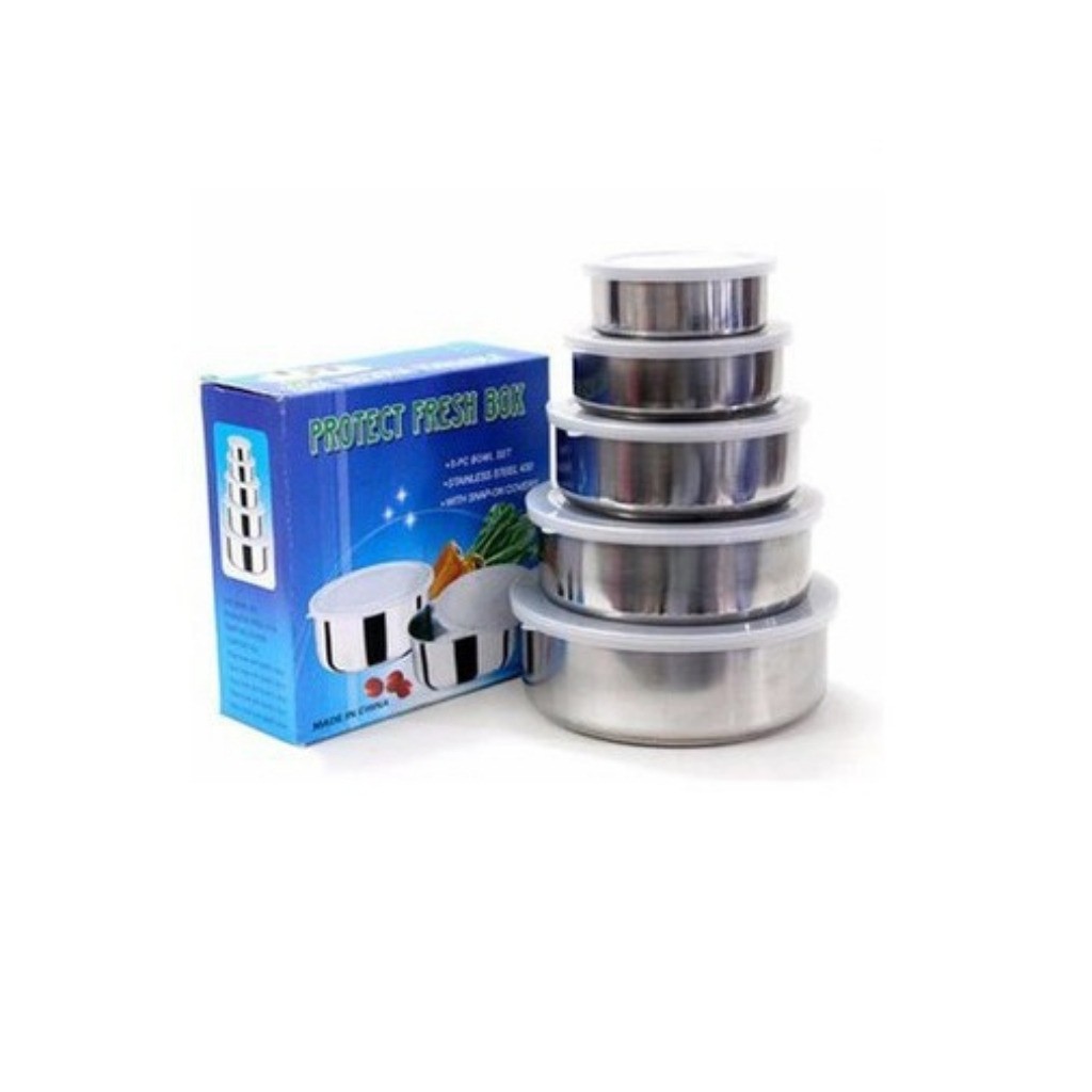 Bộ 5 Khay Inox Cao Cấp Nhiều Kích Thước Có nắp Đậy Thức Ăn Siêu Tiện Dụng