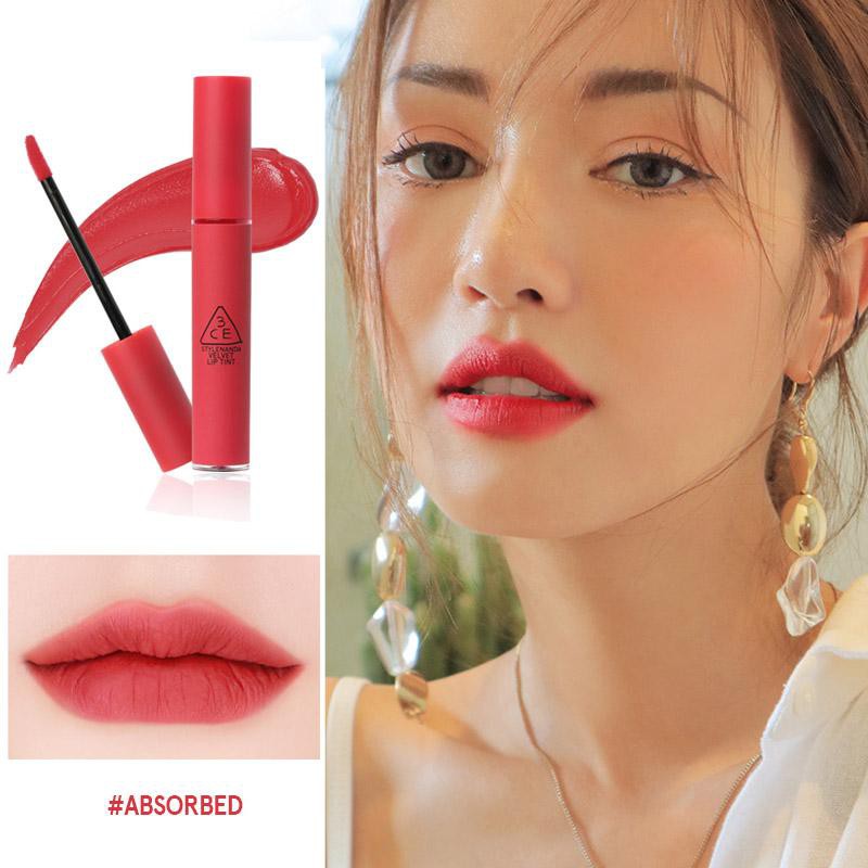 (auth 100% )Son 3CE Kem Velvet Lip Tint Màu Absorbed( đỏ hồng), private (đỏ lạnh) cực yêu cho các nàng trong mùa lạnh