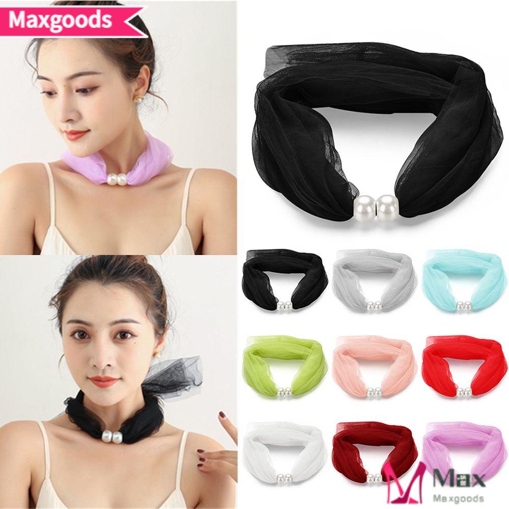 Khăn Choàng Lụa Phối Lưới Và Ngọc Trai Trang Trí Thời Trang Dự Tiệc