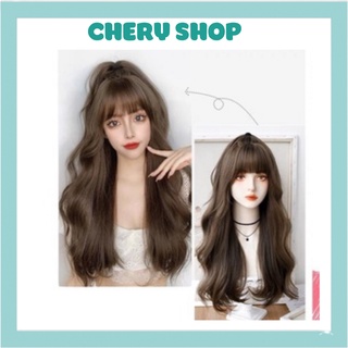 Tóc nguyên đầu xoăn đuôi💄FREESHIP💄 Tóc giả nữ nguyên đầu xoăn đuôi cao cấp 8136 tặng kèm lưới trùm