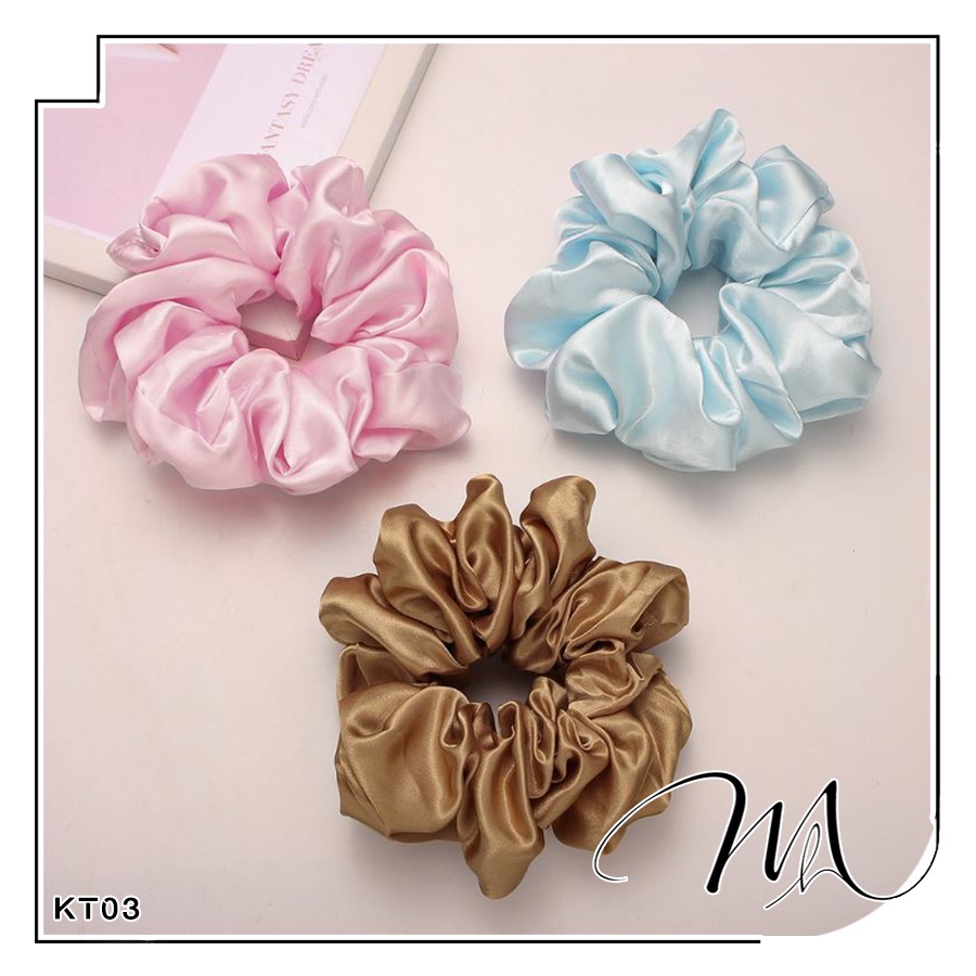 Cột tóc scrunchies vải lụa satin bóng cao cấp size lớn 16cm phong cách Hàn Quốc - Măng's House CT06