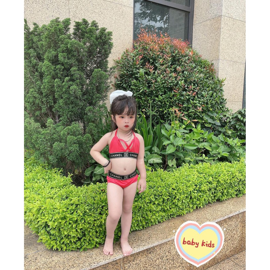 size 14-16kg: Bikini 2 mảnh Channle cho bé gái - BKNC