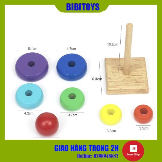 [RẺ VÔ ĐỊCH] Đồ chơi tháp cầu vòng mini bằng gỗ size nhỏ