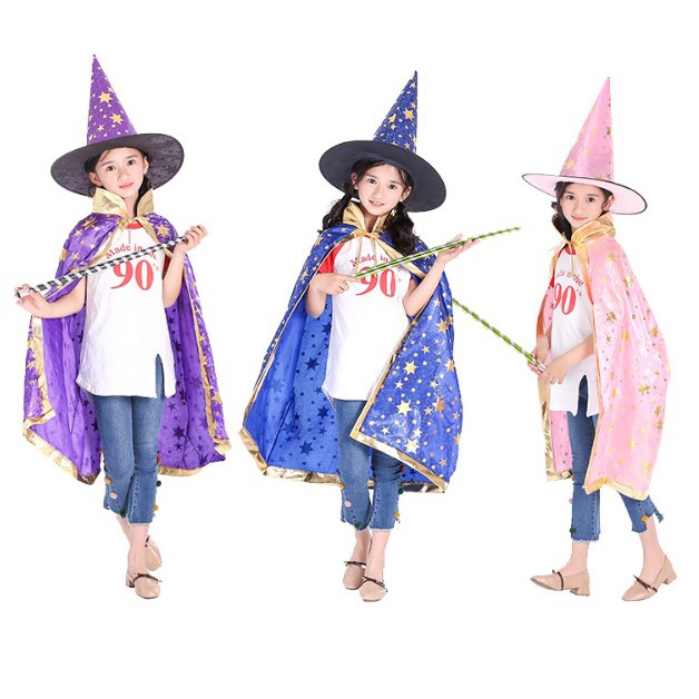 Bộ Áo choàng Phù thủy kèm Mũ cho bé Hóa trang Halloween