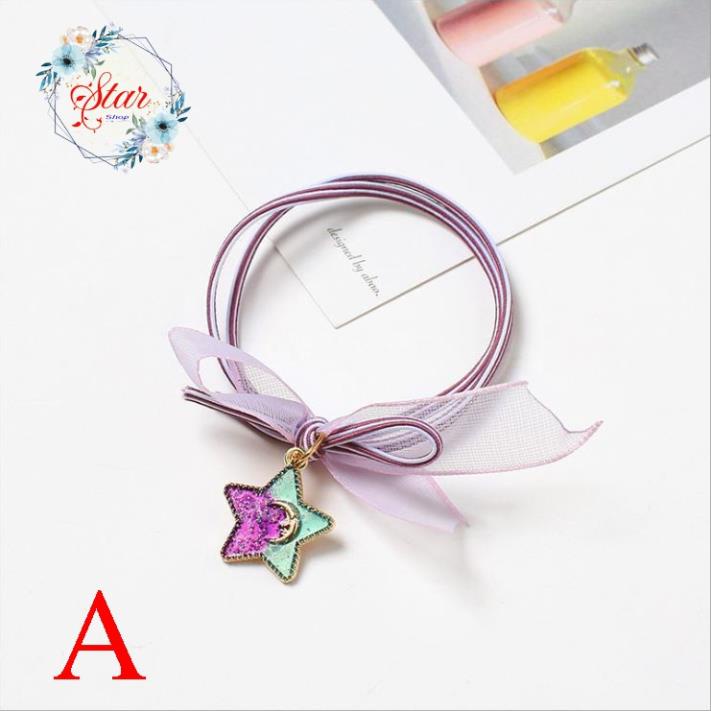 Buộc tóc thời trang nữ gắn hình ngôi sao thắt nơ xinh xắn nhiều màu sắc để lựa chọn C11
