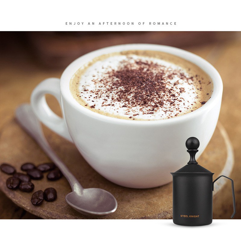 17 OZ Manual Milk Frother Milk Creamer Hand Pump Frother Cappuccino Latte Coffee Foam Pitcher (500Ml)