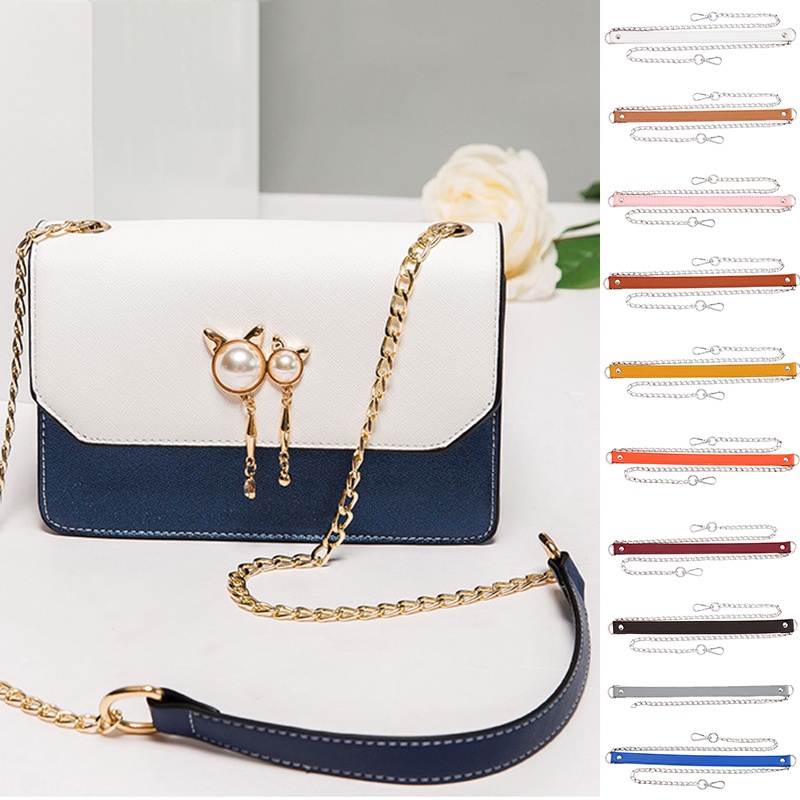 Dây Đeo Túi Xách Bằng Da Phối Xích Kim Loại Nhiều Màu Sắc Siêu Bền Dễ Phối Đồ