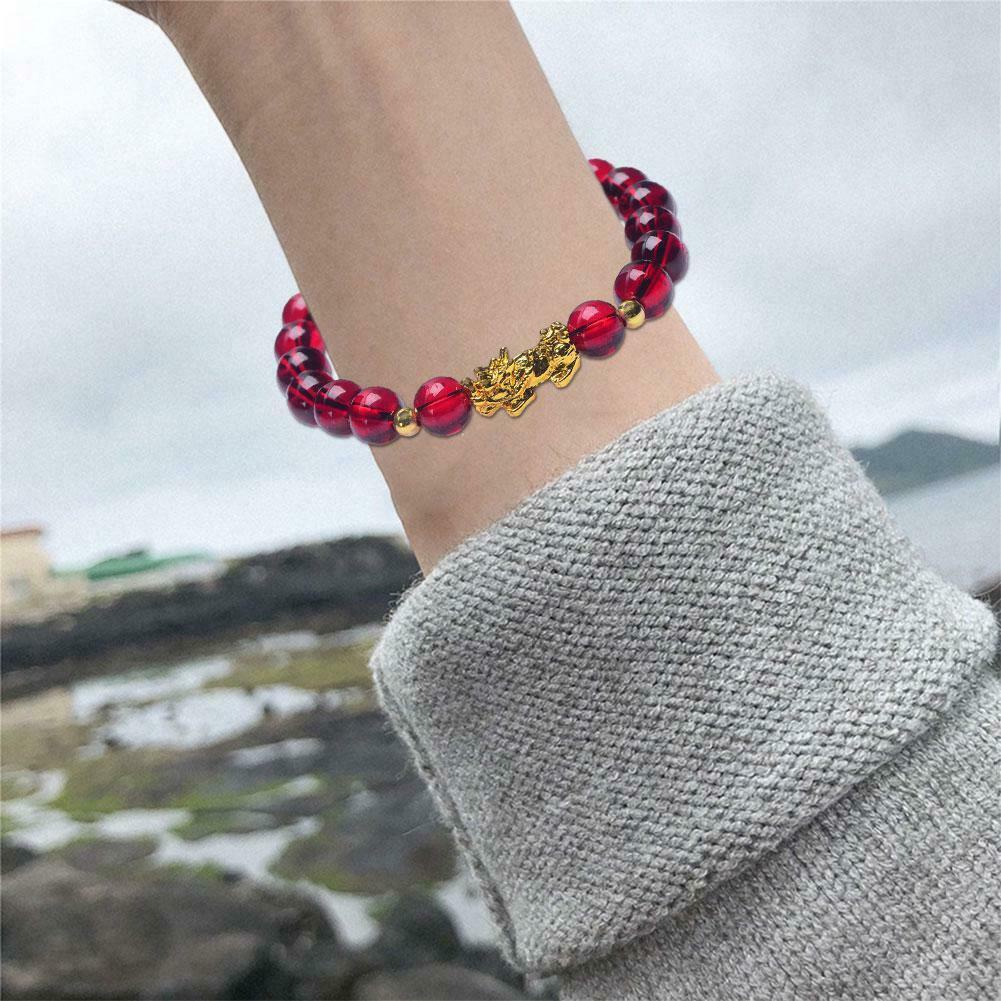 Vòng tay chuỗi hạt đá garnet màu đỏ may mắn dành cho nam và nữ
