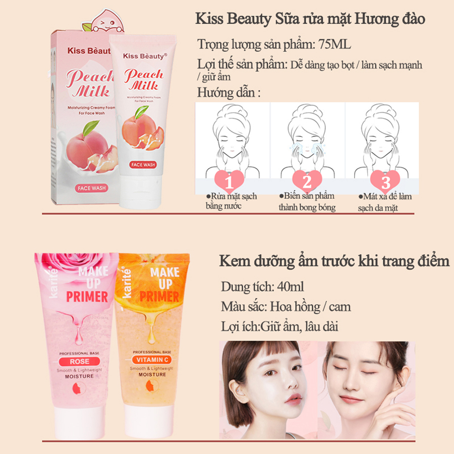 Bộ trang điểm tiện lợi 9 món từ a đến z bộ makeup đầy đủ set trang điểm chuyên nghiệp Sữa rửa mặ  tKB-9JT-D01