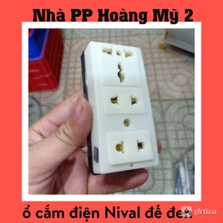 Ổ ĐIỆN 3 LỖ CHỐNG CHÁY,CHỐNG VỠ, ĐẾ ĐEN HIỆU NIVAL
