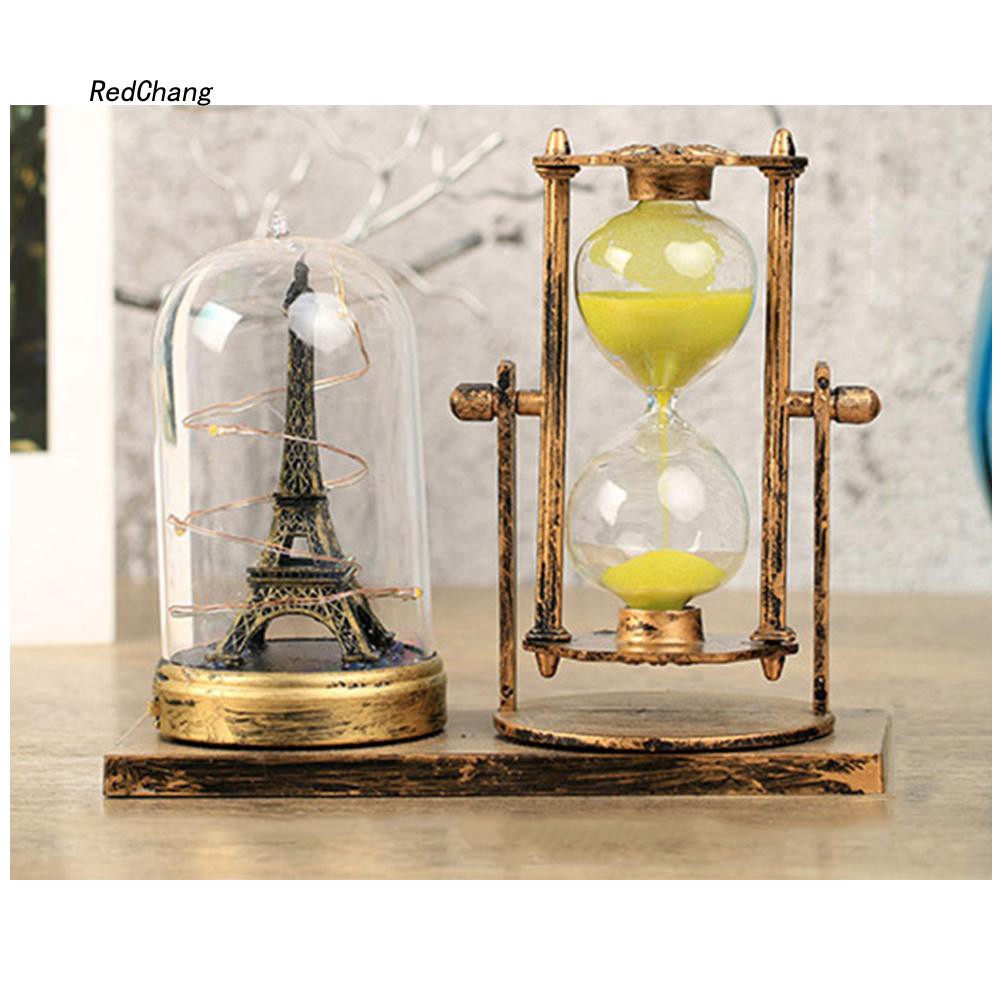Set đồng hồ cát và đèn để bàn hình tháp phong cách cổ điển trang trí bàn làm việc