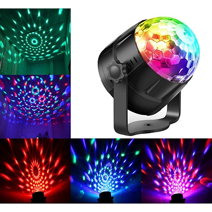 Đèn led, đèn trang trí xoay 7 màu tích hợp cảm ứng nháy theo nhạc dùng cho gia đình, phòng Karaoke, phòng bay