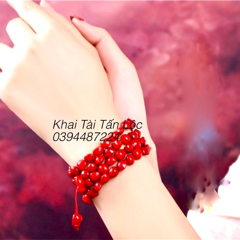 Vòng tay 108 hạt đậu đỏ - Hồng đậu - lời hứa tình yêu kèm hộp