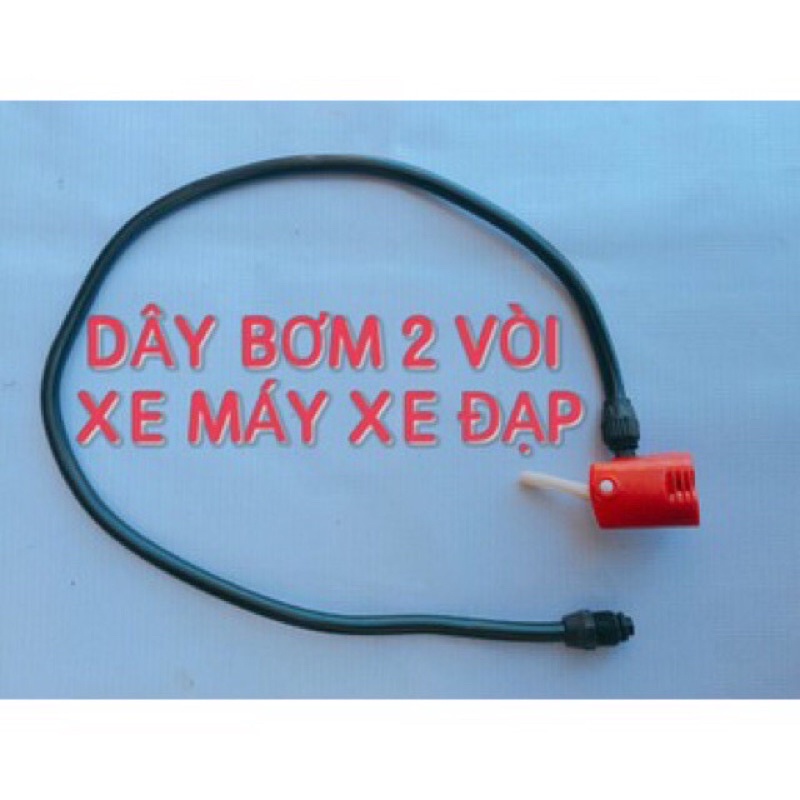 Bơm cầm tay xe máy, xe đạp nhỏ gọn, dây bơm kèm 2 vòi xe máy, xe đạp