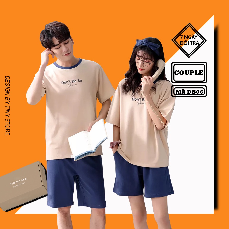 Đồ đôi nam nữ thun cotton, Đồ bộ đôi nam nữ áo ngắn tay quần short , Đồ ngủ cặp đôi Hàn Quốc mã DB06