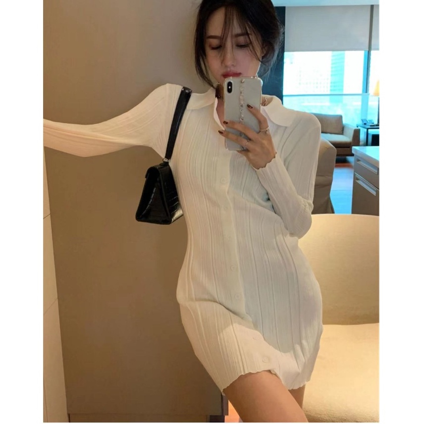 Đầm Len Tay Dài Thời Trang Dành Cho Nữ Cổ áo POLO