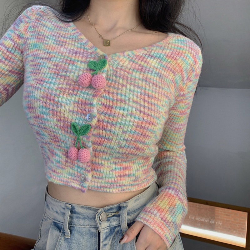 Áo Khoác Cardigan Cổ Chữ V Tay Dài Thời Trang Cho Nữ