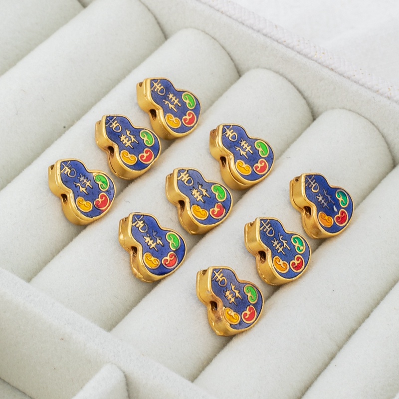 Vỏ Đồng 18k Lỗ Rỗng Màu Vàng Kim 8 * 10Mm Tự Thiết Kế Đục Lỗ Làm Vòng Tay/Dây Chuyền