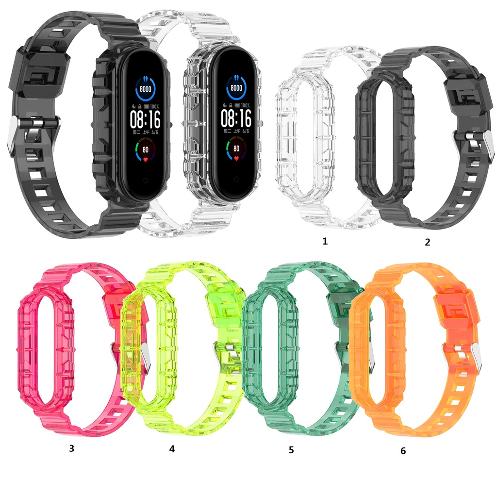 Dây Đeo Silicone Trong Suốt Cho Đồng Hồ Thông Minh Xiaomi Mi band 3 4 Miband 3 4 5 6 7